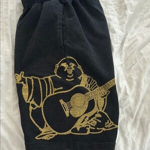 True Religion Black and Gold Shorts